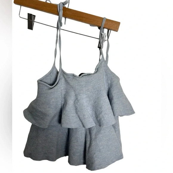 J Crew Light Blue 100% Wool Layered Tank top Size Large - Picture 3 of 6